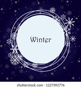 Night Christmas with snowflakes vector background for decoration.