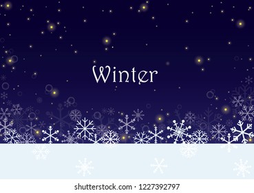 Night Christmas with snowflakes vector background for decoration.