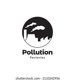 círculo nocturno con diseño de logotipo de contaminación de fábrica, símbolo gráfico vectorial, símbolo de icono, ilustración