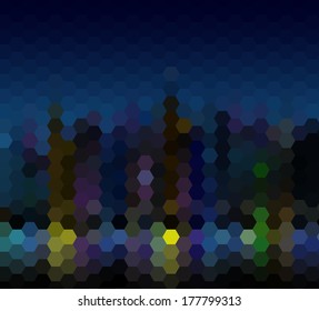 Night city abstract mosaic background