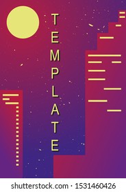 Night city. Abstraction geometric pattern with architecture background vector. А4 building suprematism avant-garde template.