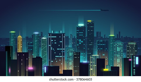 Wallpaper City Skyline During Night Time Background  Download Free Image