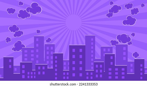 Night city background in pop art style. Vector illustration