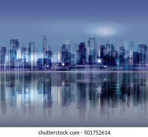 Night city background. Urban cityscape