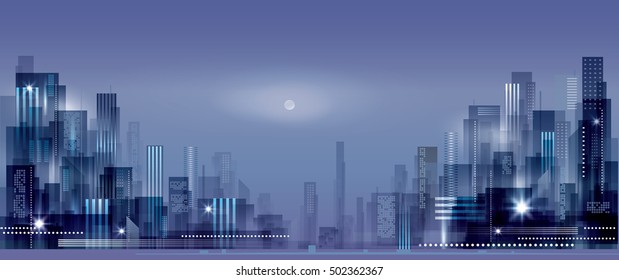 Night City Background Stock Vector (Royalty Free) 378064603 | Shutterstock