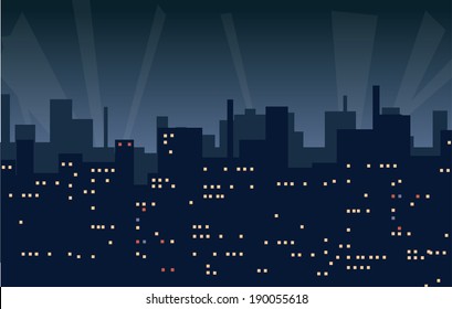 Night city background. Vector illustration