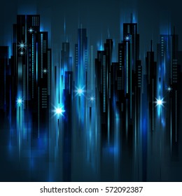 Night city background, vector illustration