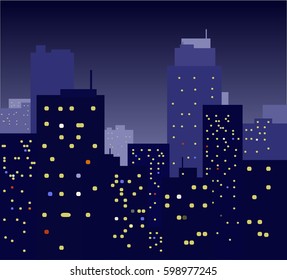 Night city background. Vector illustration