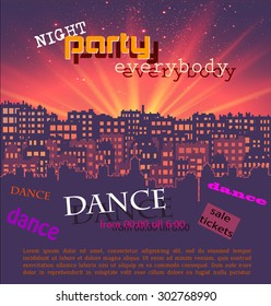 Night city background for your poster and flyer, vector