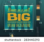 Night city. Banner on a wall. Vector illustration.