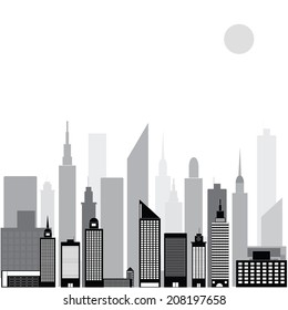 At night in the city black And white vector