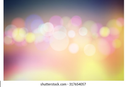 Night City Blurred with bokeh of light background vector
