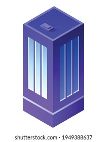 Night city building apartment residential skyscraper architecture is an idea of technology business equipment flat style urban isometric illustration