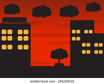 Night city cartoon