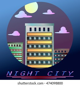 NIght city flat design icon