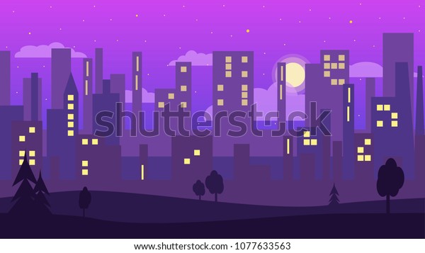 night city flat style wallpaper purple stock vector royalty free 1077633563 https www shutterstock com image vector night city flat style wallpaper purple 1077633563