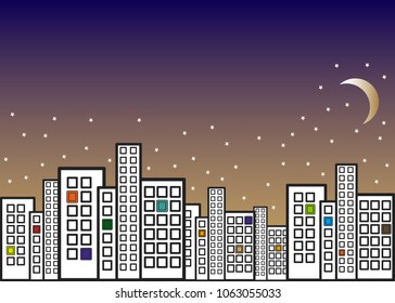 night city home windows moon stars