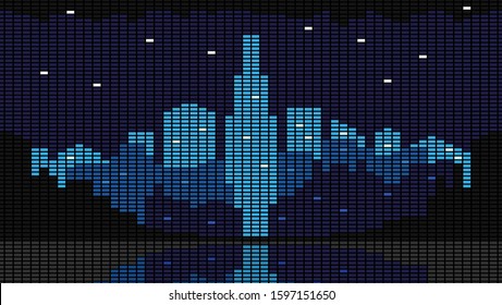 Night city illustration with lighting windows for wallpaper or website background 