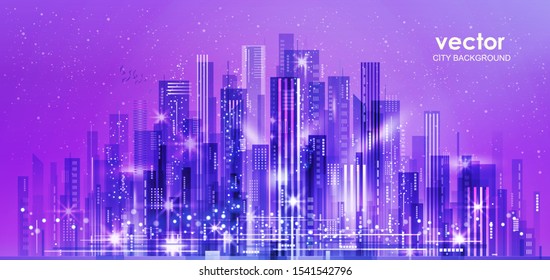 Night City Illustration Neon Glow Vivid Stock Vector (Royalty Free ...