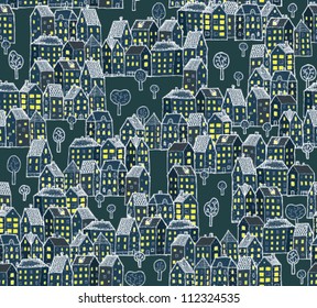 Night City Illustration : seamless pattern