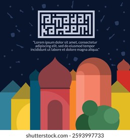 Night City Landscape Colorful Ramadan Greeting