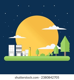 night city landscape flat design