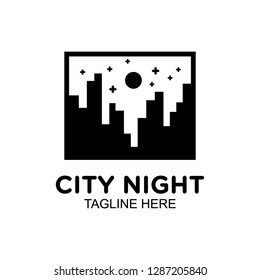  night city logo with building views logo, clip art vector