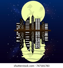 night city and moon 