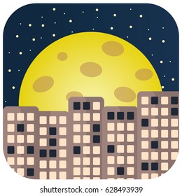Night city moon vector