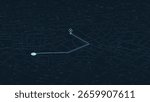 Night city navigation map with route line. City layout with a glowing route from start to destination. Minimalist dark isometric city map. Vector GPS Interface