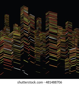 Night city painted lines.