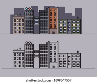 night city panorama flat illustration vector