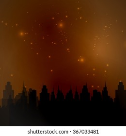 Night city panorama ,vector illustration eps 10.