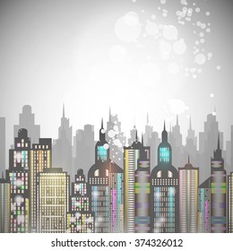 Night city panorama ,vector illustration eps 10.
