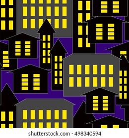 Night city seamless background. Vector.