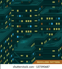 Night city seamless pattern