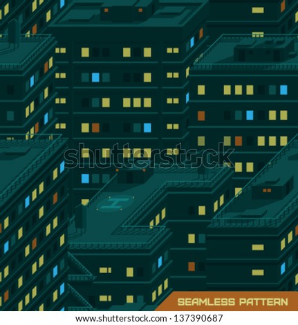 Night city seamless pattern