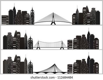 night city silhouette with bridge