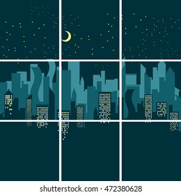 Night city skyline abstract background. Modern night city landscape