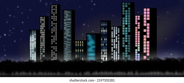 Night city skyline cityscape backround