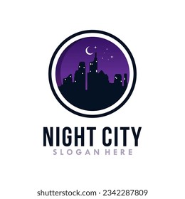 Night city skyline logo design inspiration