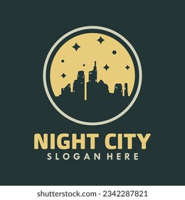 Night city skyline logo design inspiration