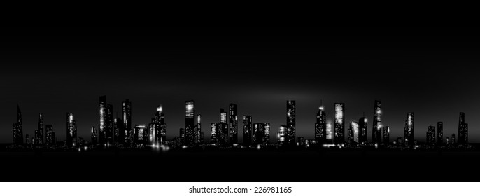 Night City Skyline. Vector Eps 10