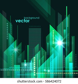 Night city skyline, vector illustration