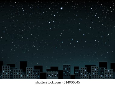 The Night City And Space With Stars That Show A Little And The Big Dipper