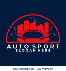 Night City sport car logo design vector template