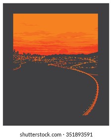 Night city with sunset, background for your design flyer