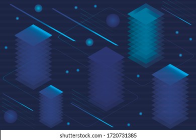 Ciudad nocturna de estilo tecno en vectores. Pancarta o fondo creativo abstracto.