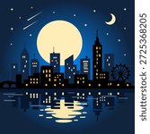 
night city under the moon