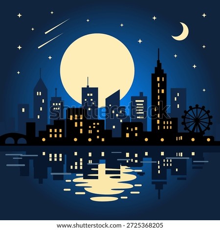 
night city under the moon